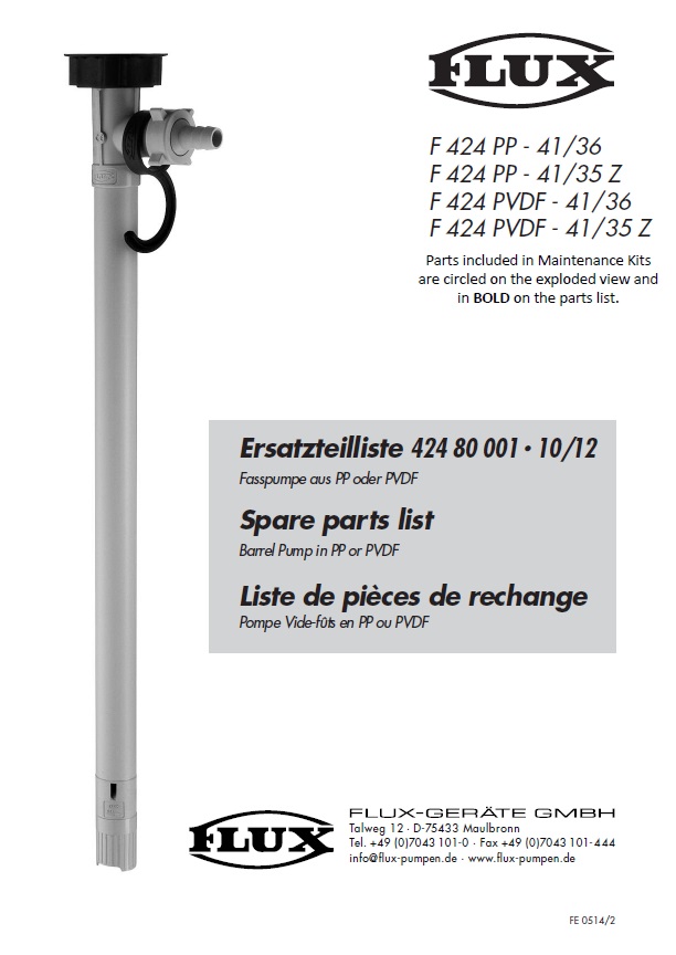 Maintenance kits  FLUX Pumps Corp. USA - Barrel pumps and Drum pumps